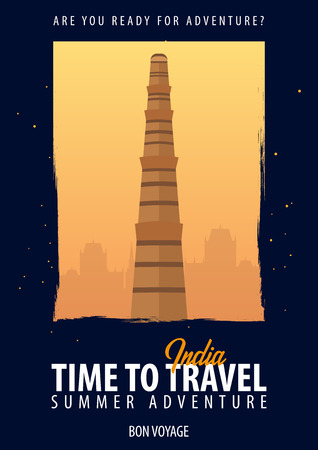 India. Time to Travel. Journey, trip, vacation Your adventure Bon Voyageのイラスト素材