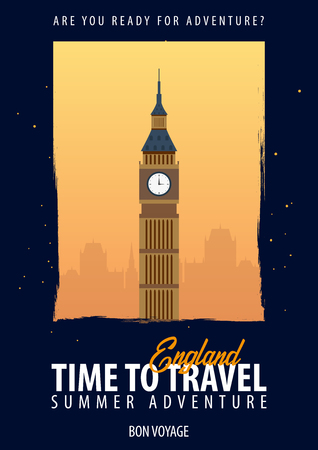 England. Time to Travel. Journey, trip, vacation Your adventure Bon Voyageのイラスト素材