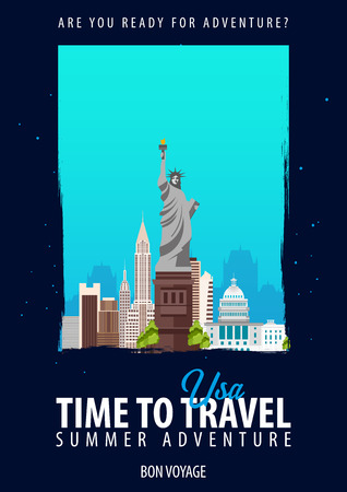 USA, America. Time to Travel. Journey, trip vacation Your adventure Bon Voyageのイラスト素材
