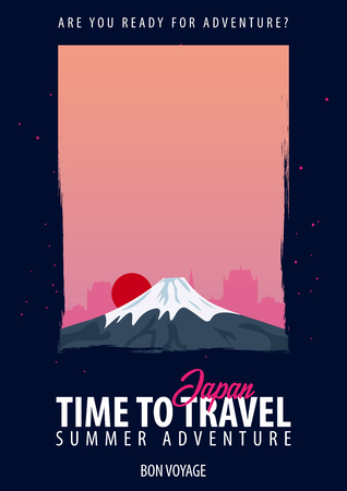 Japan. Time to Travel. Journey, trip, vacation Your adventure Bon Voyageのイラスト素材