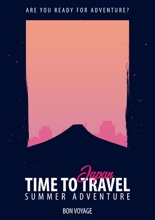 Japan. Time to Travel. Journey, trip, vacation Your adventure Bon Voyageのイラスト素材