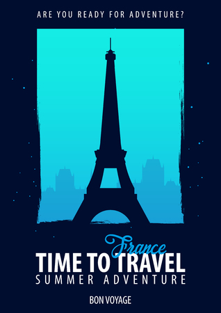 France, Europe. Time to Travel. Journey, trip vacation Your adventure Bon Voyageのイラスト素材