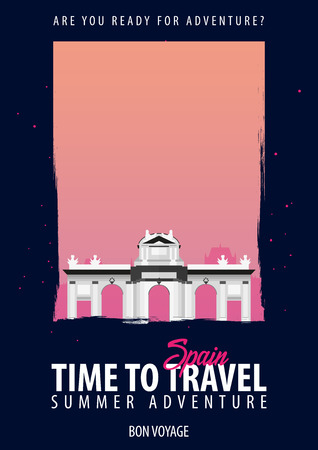 Spain, Europe. Time to Travel. Journey, trip vacation Your adventure Bon Voyageのイラスト素材
