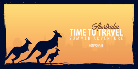 Australia banner. Time to Travel. Journey, trip and vacation. Vector flat illustrationのイラスト素材