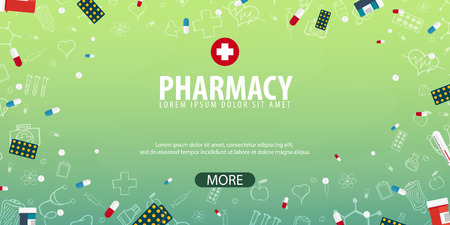 Pharmacy. Medical background. Health care Vector medicine illustrationのイラスト素材