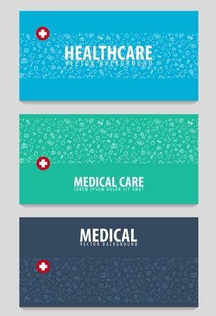 Set of Medical banners. Medical care. Health care. Vector medicine illustrationのイラスト素材