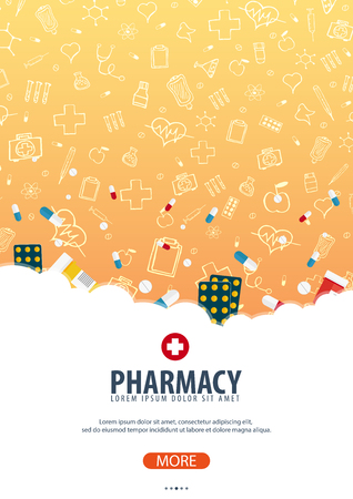 Pharmacy. Medical poster. Health care Vector medicine illustrationのイラスト素材