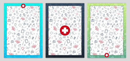 Set of Medical posters. Health care. Vector medicine illustrationのイラスト素材