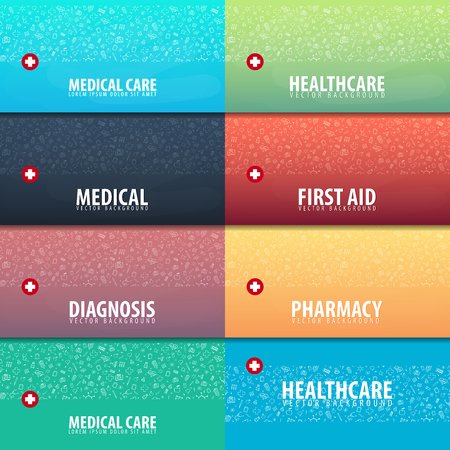 Set of Medical banners. Health care. Vector medicine illustrationのイラスト素材