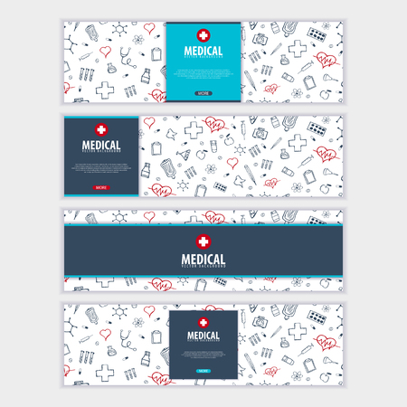 Set of Medical banners. Health care. Vector medicine illustrationのイラスト素材