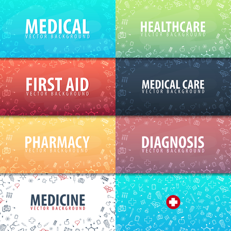 Set of Medical banners. Health care. Vector medicine illustrationのイラスト素材