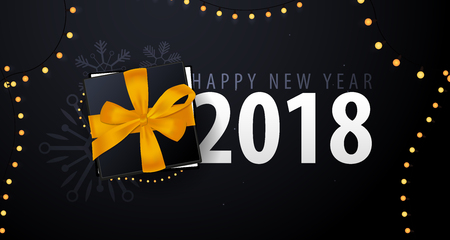 Merry Christmas and Happy New Year banner on dark background. Vector illustrationのイラスト素材