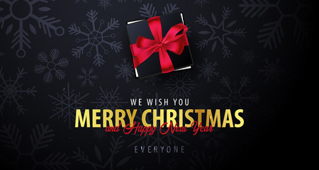 Marry Christmas and Happy New Year banner on dark background with snowflakes. Vector illustration.のイラスト素材