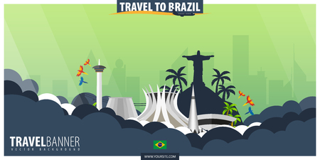 Travel to Brazil. Travel and Tourism poster. Vector flat illustrationのイラスト素材