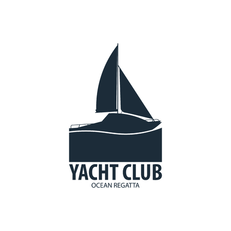 Yacht club and sailing sport logo, labels, emblems and design elements. Sea travel. Vector illustrationのイラスト素材
