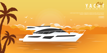 Yacht club and sailing sport banner. Sea travel. Vector illustrationのイラスト素材