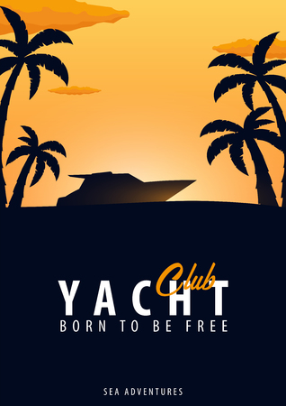 Yacht club and sailing sport Poster. Sea travel. Vector illustrationのイラスト素材