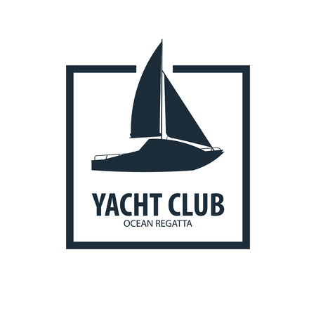 Yacht club and sailing sport logo, labels, emblems and design elements. Sea travel. Vector illustrationのイラスト素材