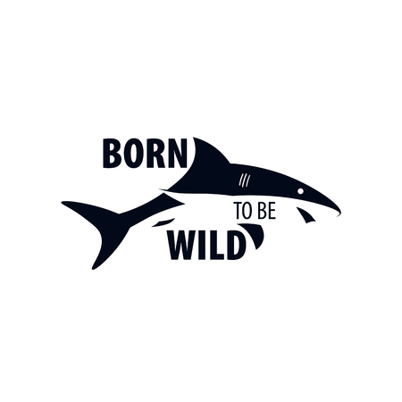 Born to be wild emblem or logo with shark design.のイラスト素材