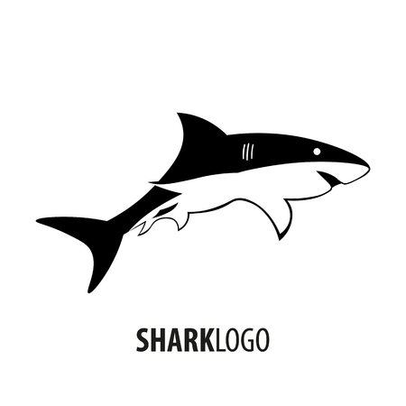 Emblem or logo with shark vector design.のイラスト素材