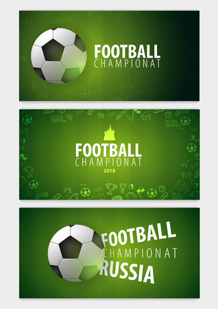 Set of Football or Soccer design banners. Soccer championship. Vector ball. Vector illustrationのイラスト素材