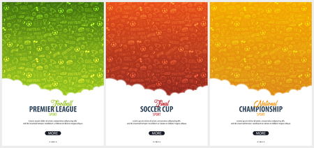 Set of Football or Soccer design poster with hand draw doodle elements on a background. Soccer championship. Vector illustrationのイラスト素材