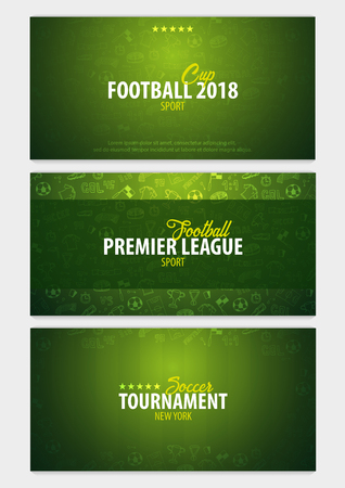 Set of Football or Soccer design banners. Soccer championship. Vector ball. Vector illustrationのイラスト素材