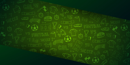 Hand drawn doodle soccer or football background. Isolated elements. Vector illustrationのイラスト素材