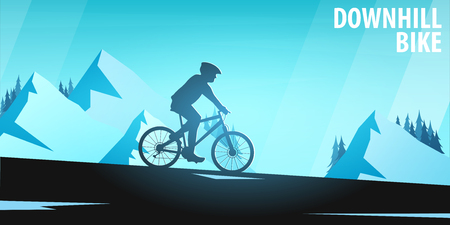 Mountain biking. Downhill bike. Sport banner, active lifestyle. Vector illustrationのイラスト素材