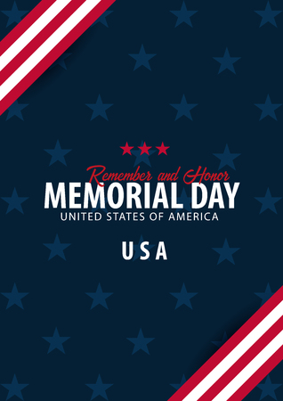 Memorial Day. Remember and Honor. USA. American Flagのイラスト素材