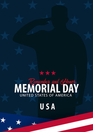 Memorial Day. Remember and Honor. USA. American Flagのイラスト素材