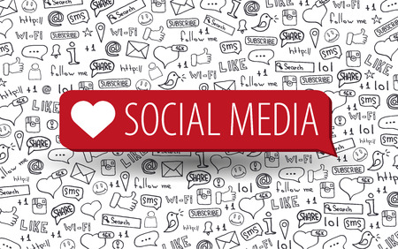 Social Media banners with hand draw doodle background. Vector illustrationのイラスト素材