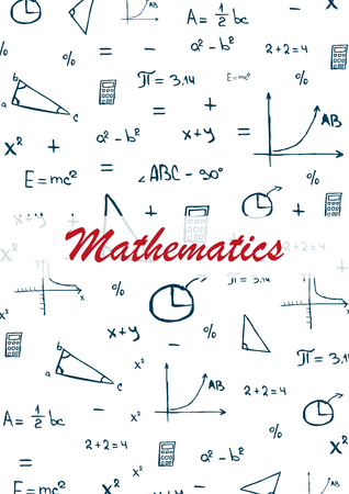 Mathematics School subject with hand-draw doodles. Education banner. Vector illustrationのイラスト素材