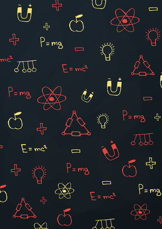 Physics School subject with hand-draw doodles. Education banner. Vector illustrationのイラスト素材