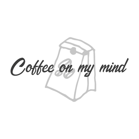 Quote coffee cup typography with hand-draw doodle element on the backgroundのイラスト素材