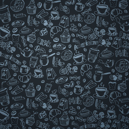 Coffee background with hand-draw doodle elementsのイラスト素材