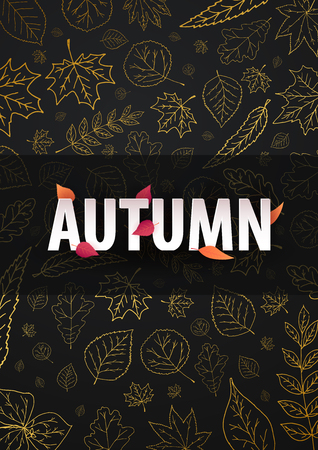 Autumn Background with leaves for shopping sale or promo poster and frame leaflet or web banner. Vector illustration templateのイラスト素材