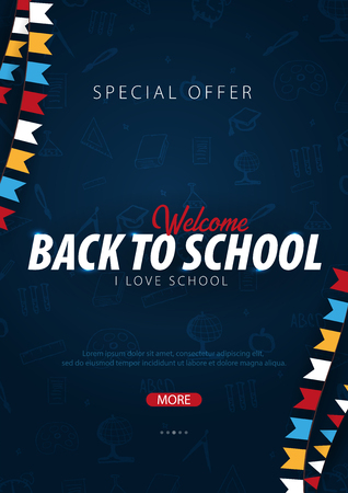 Back to School background. Education banner. Vector illustrationのイラスト素材