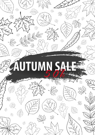 Autumn Background with leaves. For shopping sale, promo poster and frame leaflet, web banner. Vector illustration templateのイラスト素材