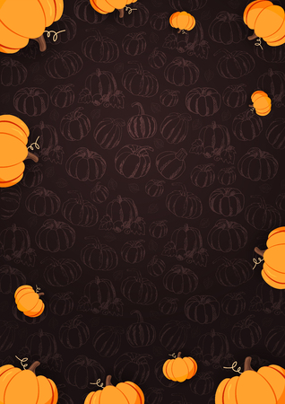 Autumn Background with Pumpkin for shopping sale, promo poster and frame leaflet, web banner. Vector illustration templateのイラスト素材