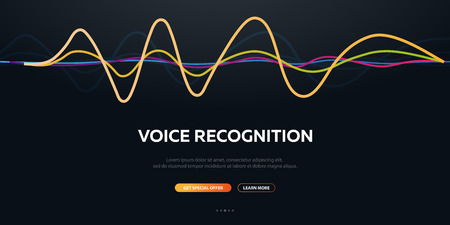 Voice Recognition System and Personal assistant. Voice Biometrics. Sound Waveのイラスト素材