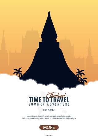 Thailand. Time to Travel banner. Vector illustrationのイラスト素材