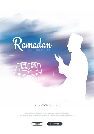 Muslim feast of the holy month of Ramadan Kareem. Vector illustration.のイラスト素材