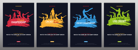 Cricket Championship banner or poster, design with players and bats. Vector illustrationのイラスト素材