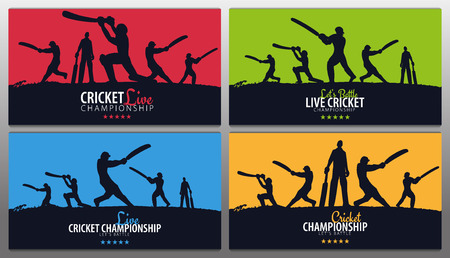 Cricket Championship banner or poster, design with players and bats. Vector illustration.のイラスト素材