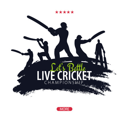 Cricket Championship banner or poster, design with players and bats. Vector illustrationのイラスト素材