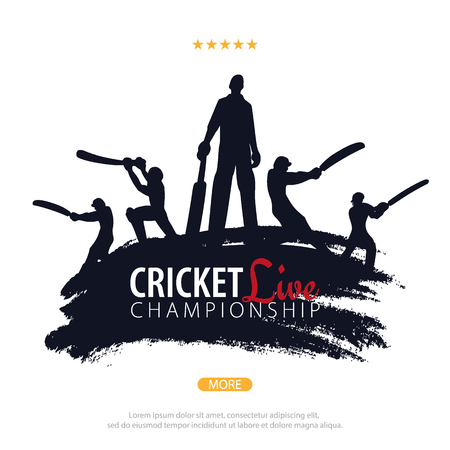 Cricket Championship banner or poster, design with players and bats. Vector illustrationのイラスト素材