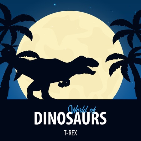 Banner World of dinosaurs. Prehistoric world. T-rex. Cretaceous period.のイラスト素材