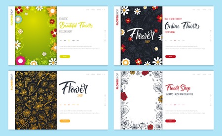 Web page design template for Flower Shop or Floristic. Modern design vector illustration concept for website and UI or UX.のイラスト素材