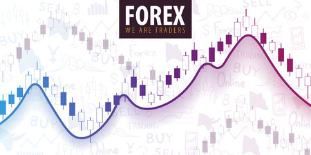 Forex Trading Signals. Candlestick chart in financial market. Vector illustration.のイラスト素材